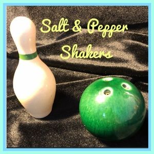 Bowling Pin and Ball Salt & Pepper Shakers Vintage